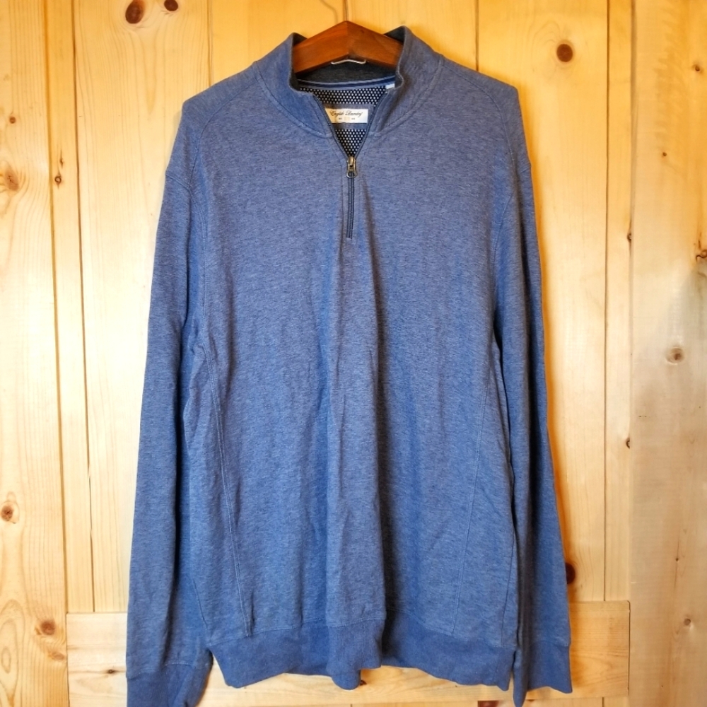 English Laundry Mens Heathered Blue Soft Quarter Zip Pullover Sweater